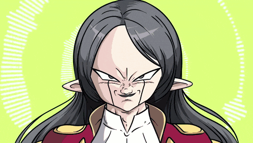 a cartoon drawing of a woman with long hair and ears