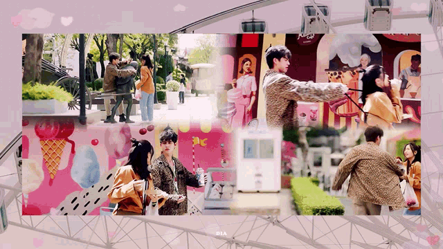 a collage of images of a man holding a woman in his arms