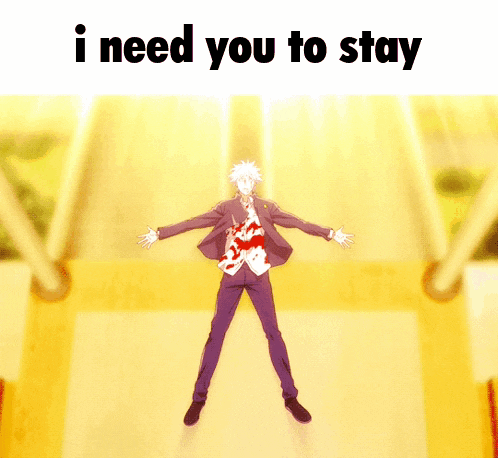 a picture of a man with blood on his shirt and the words i need you to stay
