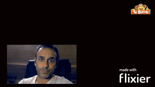 a man and a woman are on a screen with the words made with flixier