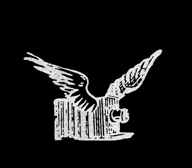 a black and white drawing of an eagle with wings