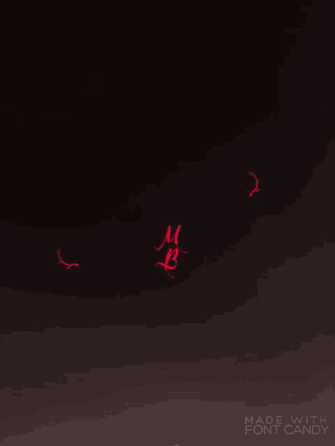 a red letter m and b on a black background