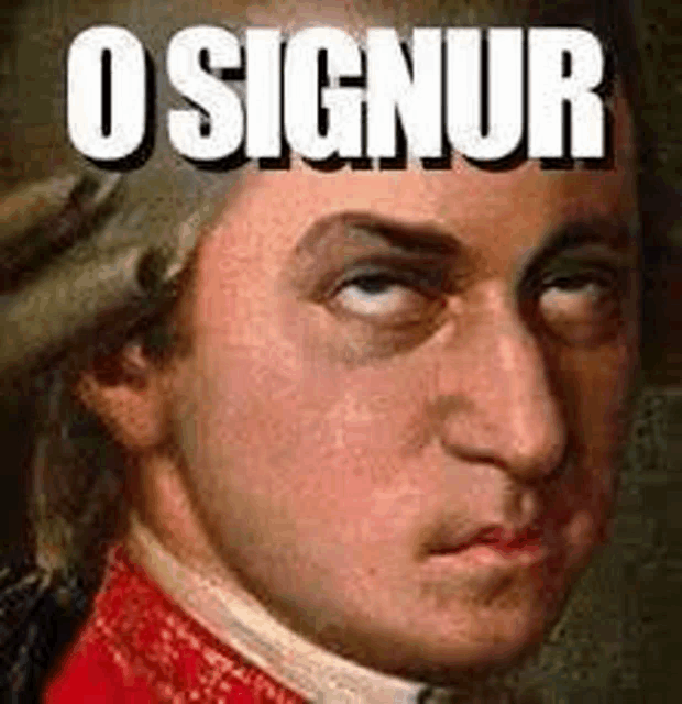 a close up of a man 's face with the words o signur written above him .