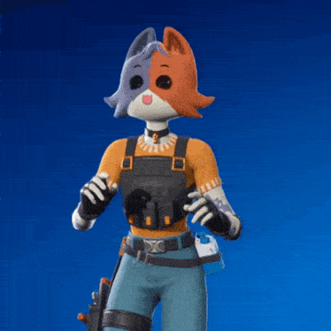 a cartoon character with a cat 's head and a gun