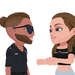 a man and a woman are standing next to each other and the man is wearing sunglasses
