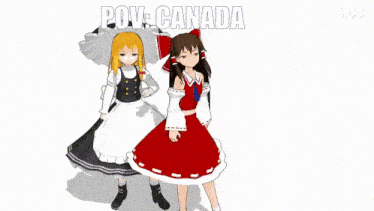 a couple of anime girls with the caption pov canada