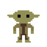 a pixel art drawing of yoda with a tie