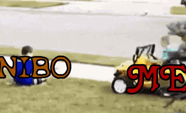 a lawn mower with the words nibo gmt on the bottom