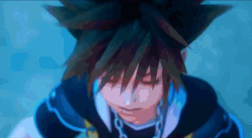 a close up of a video game character with a chain around his neck