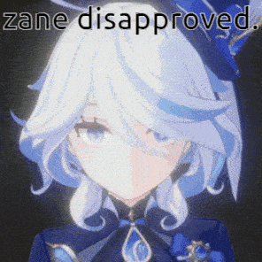 a picture of a girl with white hair and the words zane disapproval