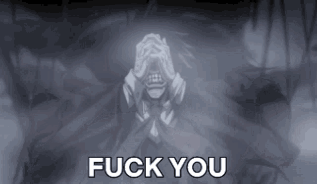 a picture of a man with his hands on his face and the words " fuck you "