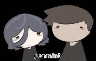 a cartoon of a boy and a girl standing next to each other with the word genmint in the corner