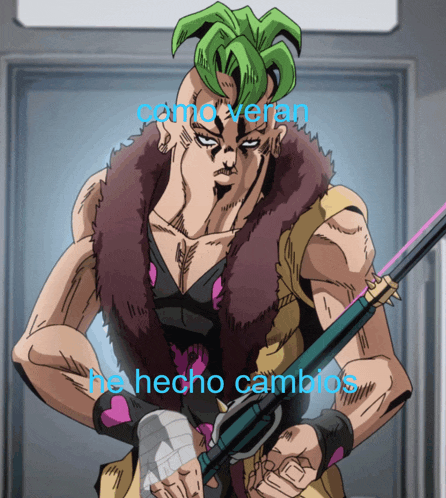 a cartoon character with the words he hecho cambios on the bottom right