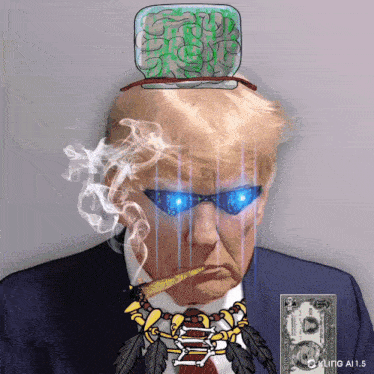 a cartoon of donald trump smoking a cigarette
