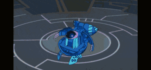 a cartoon turtle is flying through a blue circle .