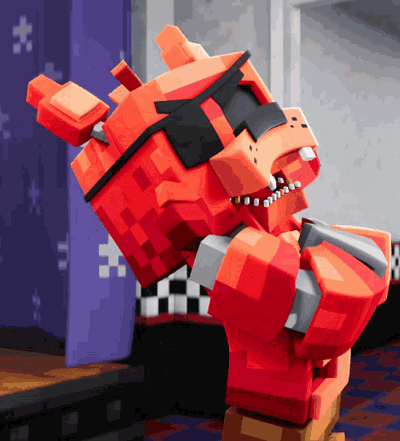 a cartoon character is wearing sunglasses and holding a sword