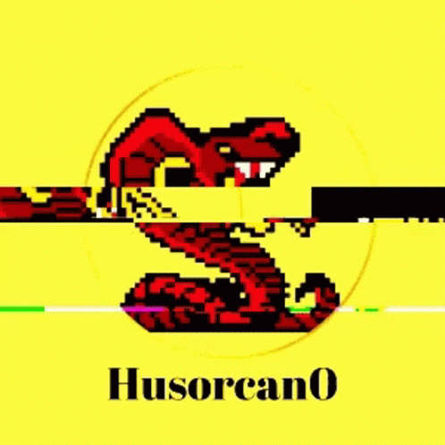 a pixel art of a snake with the word husoreano below