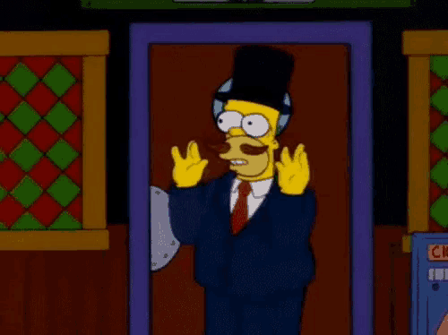 a cartoon character wearing headphones and a suit is standing in a doorway