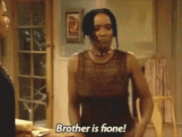 a man in a brown tank top is saying brother is fione .