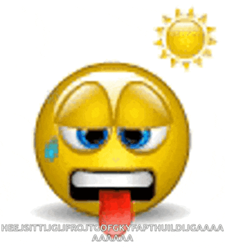 a yellow smiley face with a red tongue sticking out and a sun behind it .