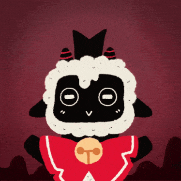 a cartoon drawing of a sheep with horns