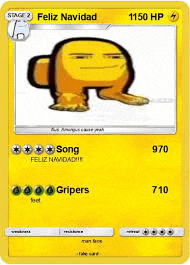 a pokemon card with a yellow among us character on it