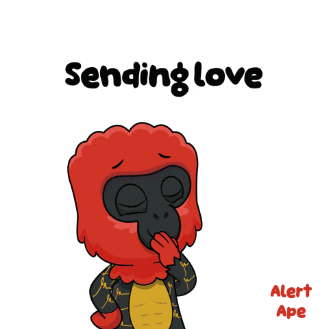 a cartoon of a monkey with the words " sending love " above it