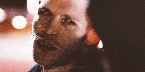 a close up of a man 's face with the words " that 's no way to treat a lady " written below him