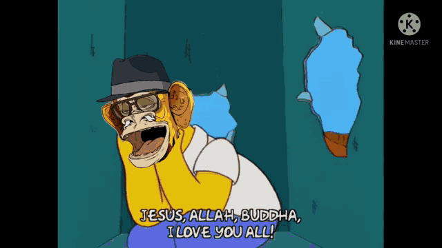 jesus allah buddha i love you all written on a cartoon character