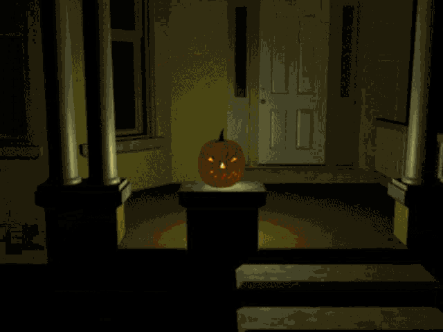 a pumpkin with a face carved into it