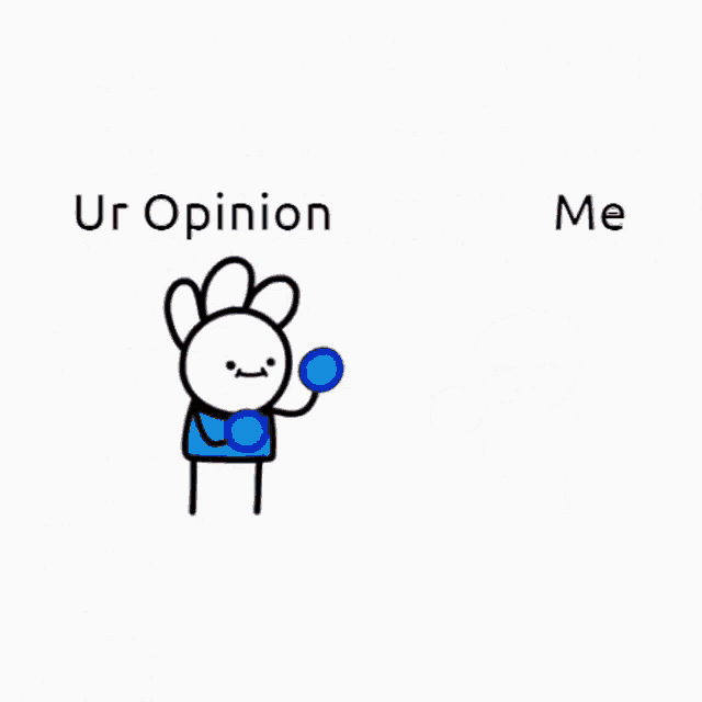 a cartoon of a man punching another man in the face with the words ur opinion me below it