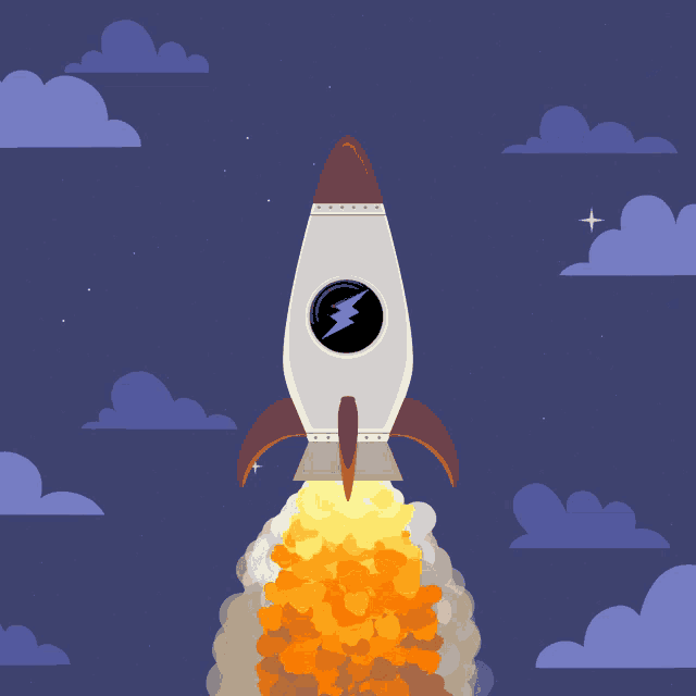 an illustration of a rocket with a lightning bolt on its nose