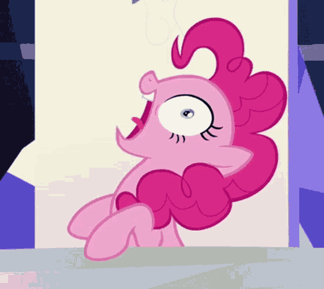 pinkie pie from my little pony looks surprised and shocked