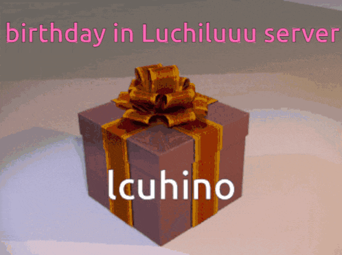 a gift box with a bow and the name lcuhino on it
