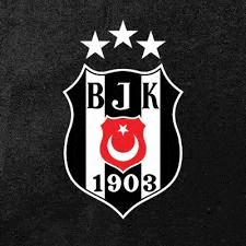 the logo for bjk 1903 is black and white with a crescent moon and stars .