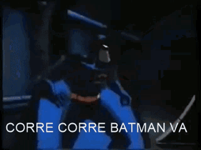 a cartoon of batman with the words corre corre batman va on the bottom