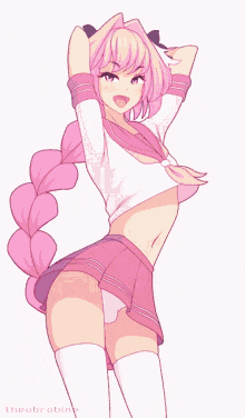 a drawing of a girl with pink hair and a pink skirt is titled theobrine
