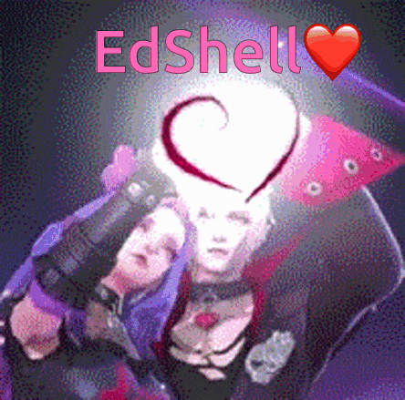 a purple background with edshell written in pink