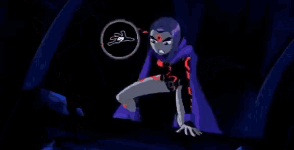 a close up of a cartoon character with a red eye