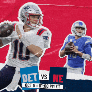 a poster for a football game between det and ne