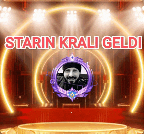 a picture of a man with the words starin krali geldi