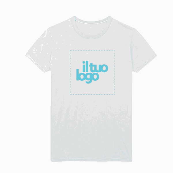 a white t-shirt with a blue il tuo logo written on it