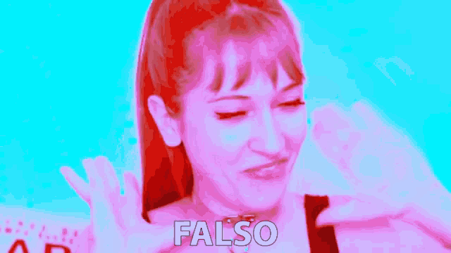 a woman 's face is shown with the word falso written on it