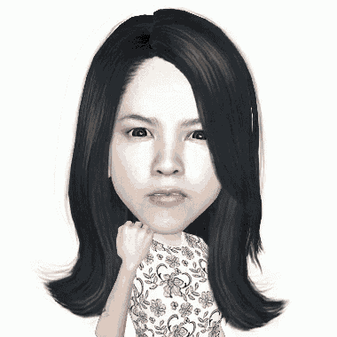 a woman with long black hair is wearing a floral dress