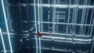 a computer generated image of a building with a red arrow pointing to it
