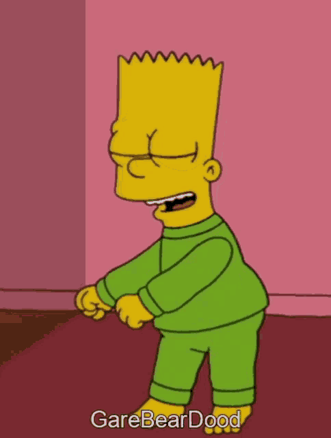 bart simpson is wearing a green sweater and green pants and says garebeardood