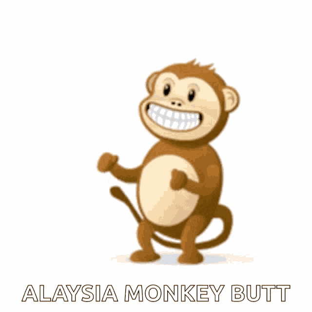 a cartoon of a monkey with the words " alaysia monkey butt " underneath it