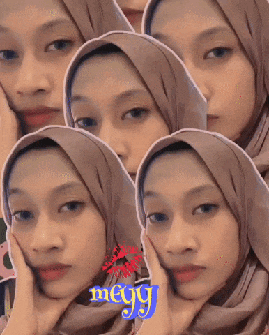 a woman wearing a hijab with the word megg on the bottom right