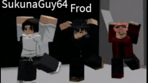 a group of minecraft characters are dancing with the name sukunaguy64 frod