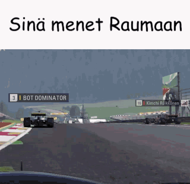 a screenshot of a video game shows a race between bot dominator and kimchi